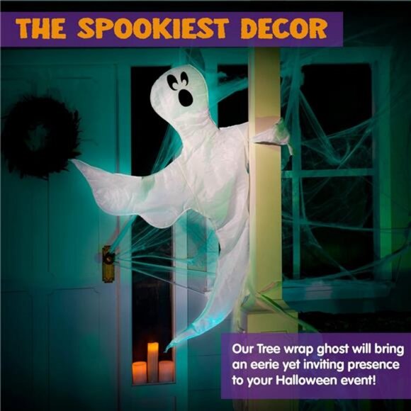Halloween Tree Wrap Ghost Decoration, Cute Design Decor for Outdoor, Lawn - Picture 2 of 8